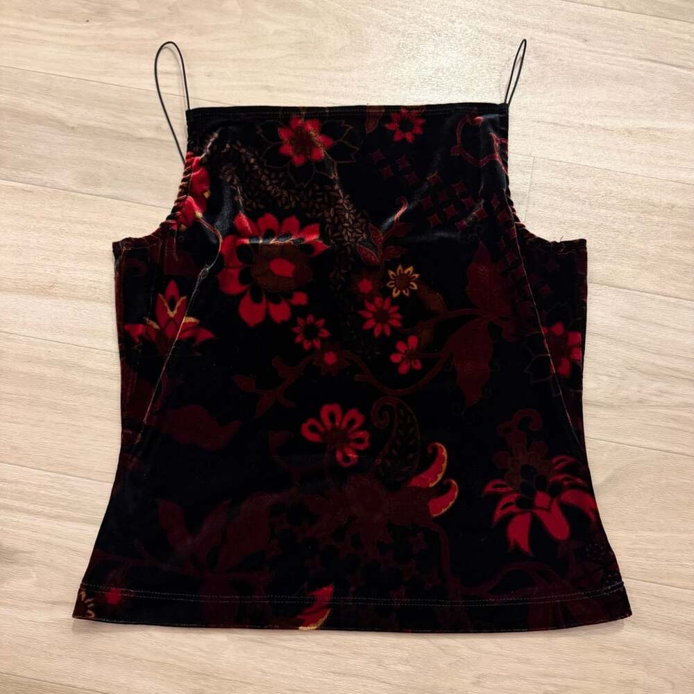vintage y2k a. byer velvet floral cami top size L best for M made in usa